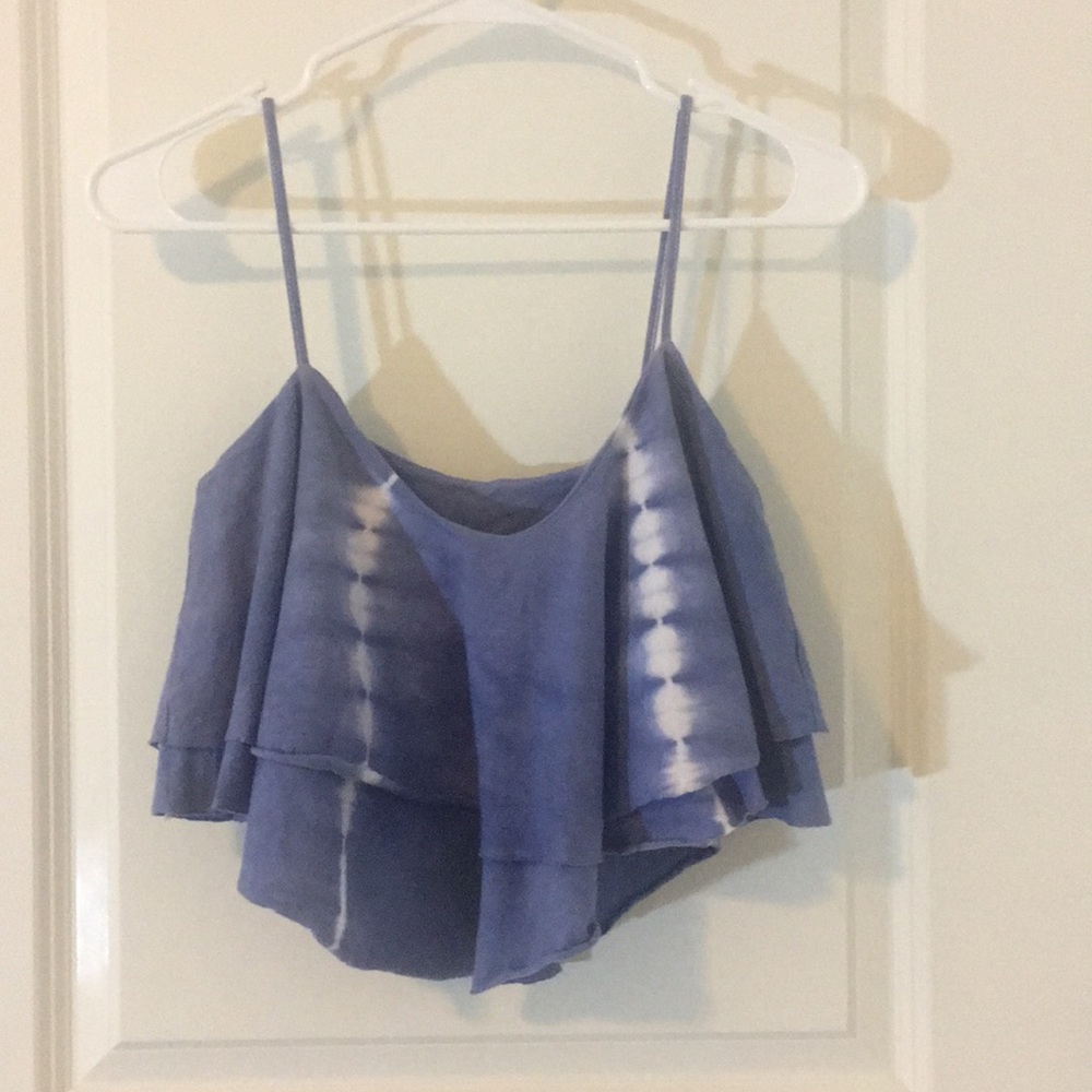 Blue and white tie dye tank top